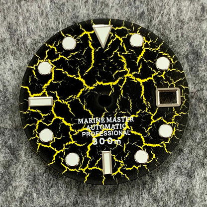Cadran de montre craquelé de 28,5 mm, lumineux et normal, compatible avec le mouvement NH35