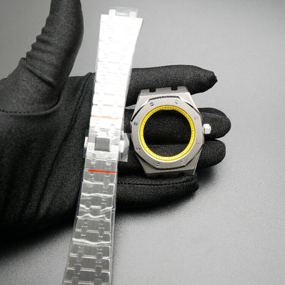 42MM 316L stainless steel watch case and bezel for NH35/NH36/4R35 movement, durable and precise fit.
