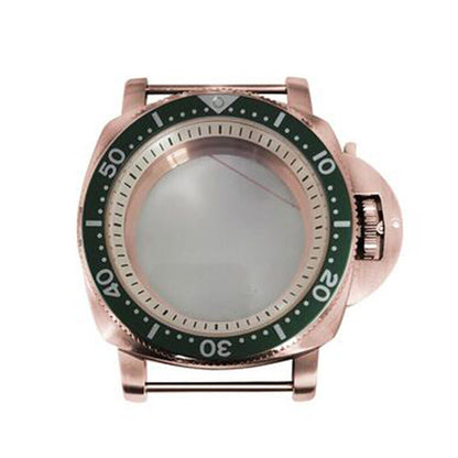 Caja de reloj de acero inoxidable PVD oro rosa de 42mm para NH35/36 con sombra interior blanca