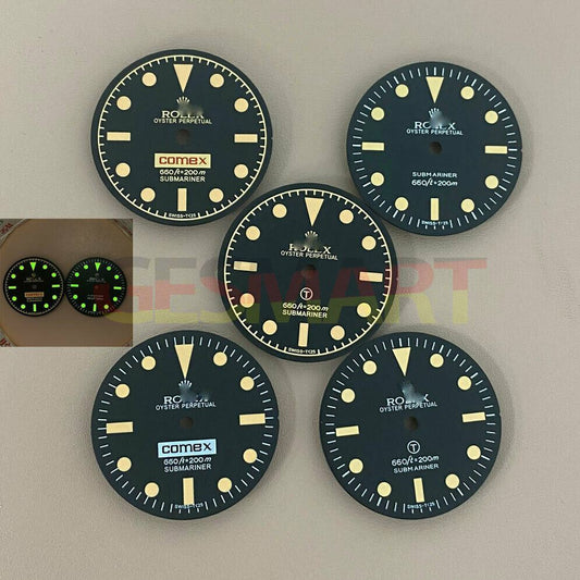 28.5mm XE5 green luminous retro watch dial, compatible with NH35/8215/2836 movements for vintage style.