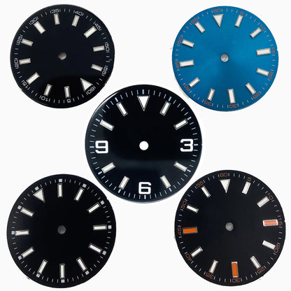 29MM green luminous watch dial compatible with Miyota 2813, 3804, 8215, 8205, 821A movements.