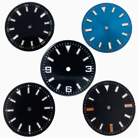 29MM green luminous watch dial compatible with Miyota 2813, 3804, 8215, 8205, 821A movements.