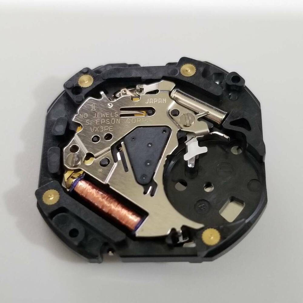Epson VX3P quartz watch movement, precision repair part for accurate timekeeping in watch accessories.