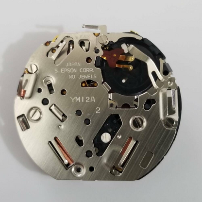 Epson YM12 quartz watch movement for precise timekeeping in watch accessories, reliable repair part.