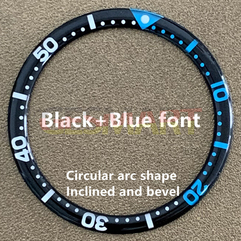 Blue circular arc bevel aluminium watch bezel insert, 39mm x 32.2mm, perfect for watch accessories.