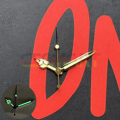 Silver and gold-trimmed C3 Super Lume watch hands for Seiko SKX/SBBN with NH35 NH36 movement.