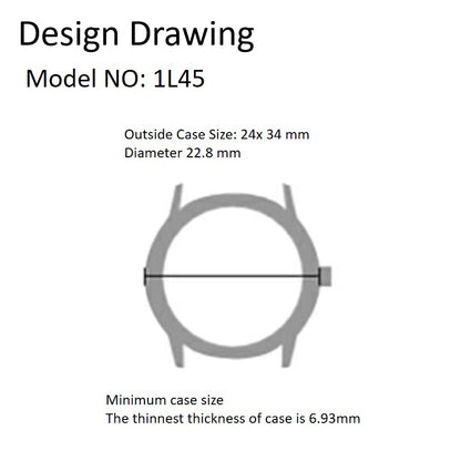 Miyota 1L45 Japan quartz movement close-up for precision watch accessories performance.