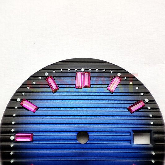29.8mm Pink Imitation Gemstone Nail Blue Watch Dial for NH35 Movement