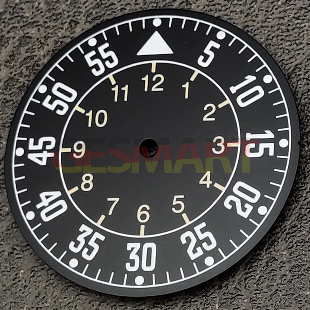 33.8mm green luminous pilot watch dial for NH35 movement, perfect for precise watch repairs.