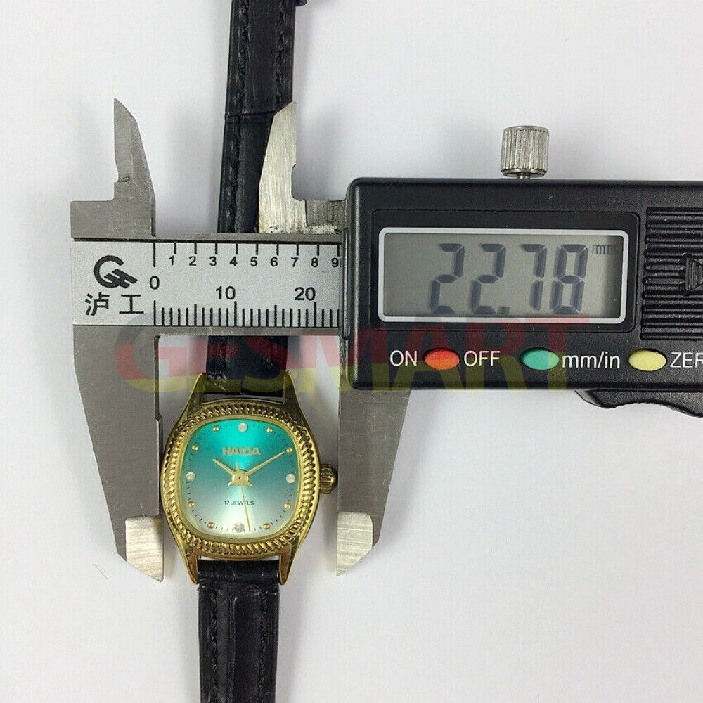 22mm HAIDA Lady mechanical watch with gold markers, 17 jewels, gradient green dial for refined elegance.