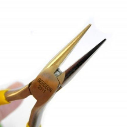 Bergeon 2511 snipe nose pliers with smooth jaws for precise jewellery crafting and repair tasks.
