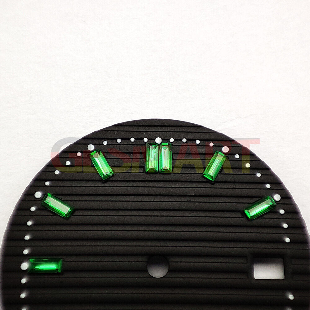 Green imitation gemstone watch dial, 29.8mm, black base for NH35 movement.