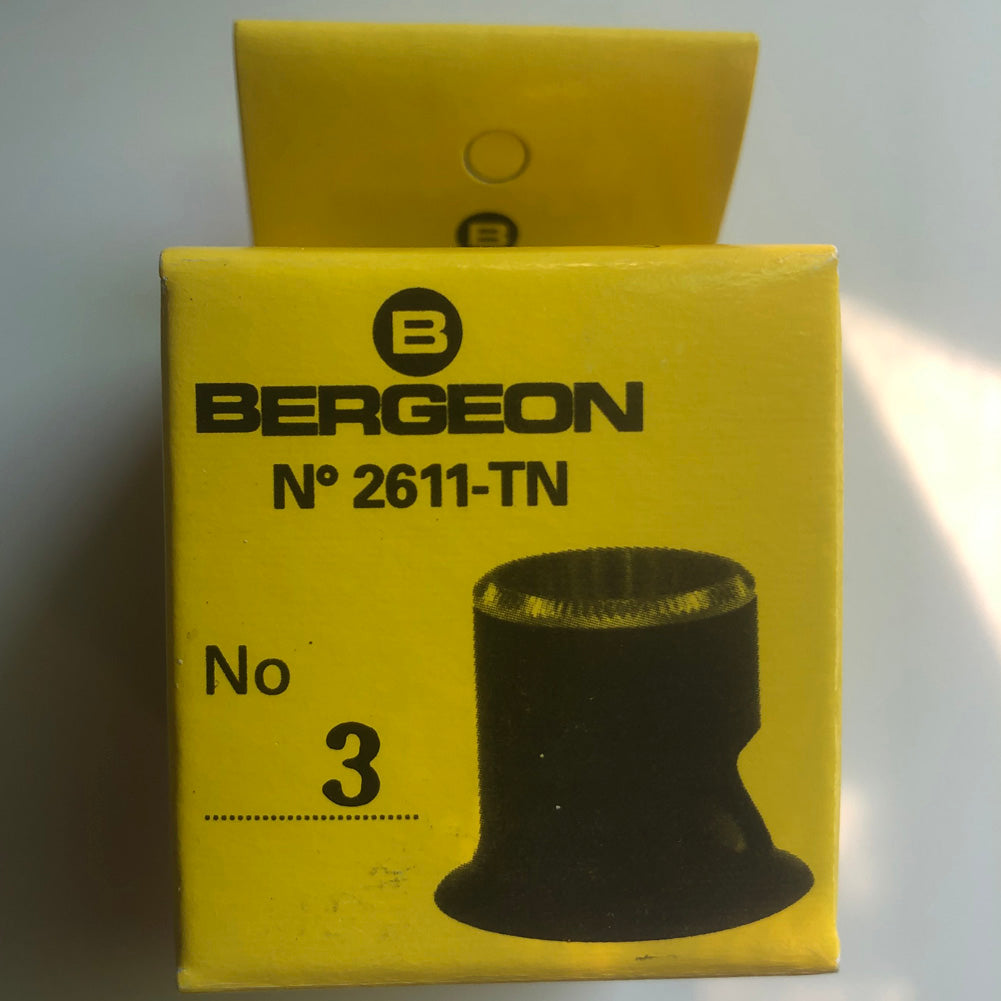 Bergeon 2611-TN-3 loupe with 3.3x magnification for precise watch accessory inspection and detail work.