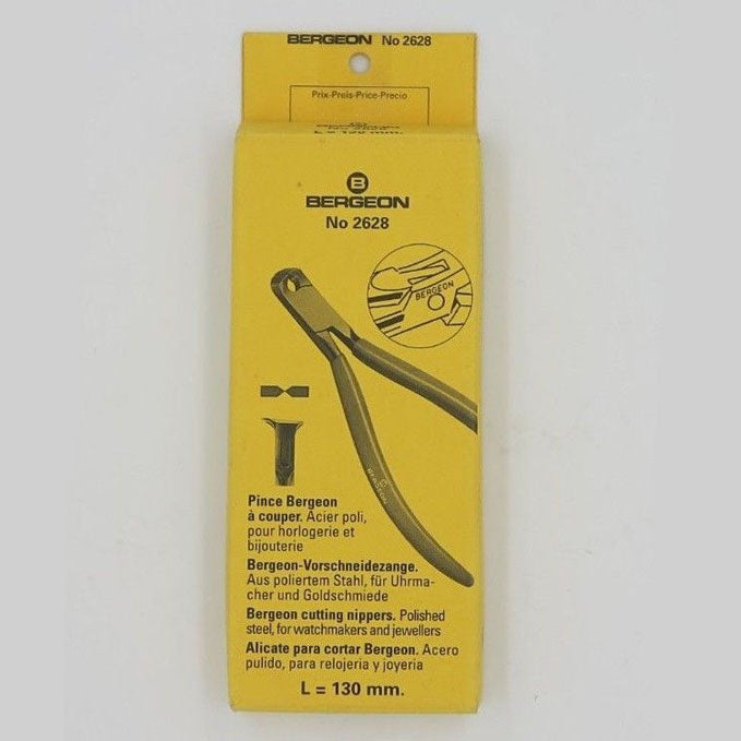 Bergeon 2628 oblique end cutting plier, precision Swiss tool for watch accessory repairs