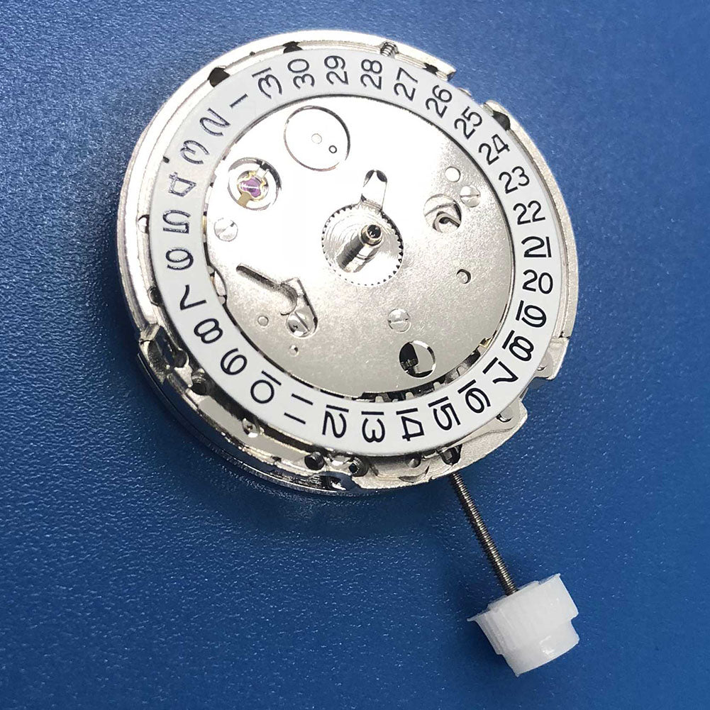 Mingzhu DG2813 automatic mechanical watch movement in silver with three-hand display for precise timekeeping.