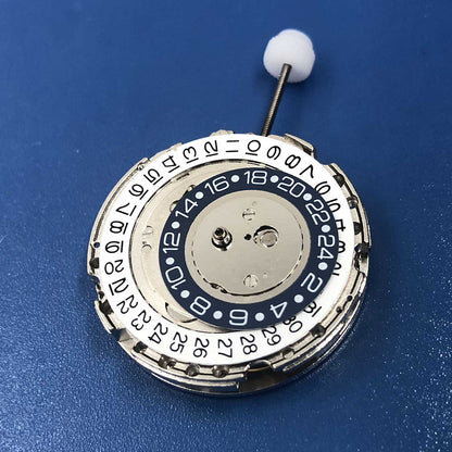 DG2813 automatic watch movement with silver 3-hand design and 24-hour display window for precision timekeeping.