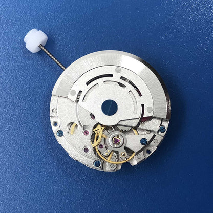 DG2813 automatic mechanical watch movement with 24-hour GMT hand, sleek silver finish.