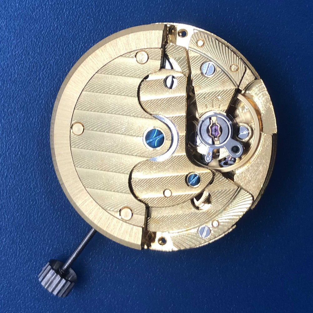DG2813 automatic watch movement showcasing 3 hands, single calendar, and stylish hollowed-out design for elegant timepieces.