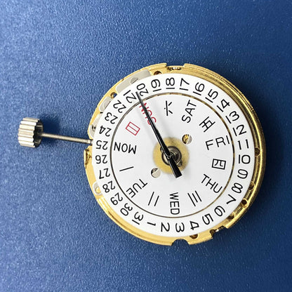 Golden TianJing DG2813 automatic mechanical watch movement displaying day and date functions.
