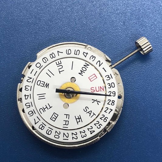 DG2813 automatic mechanical watch with day-date display, silver case by Tian Jing, elegant and precise.