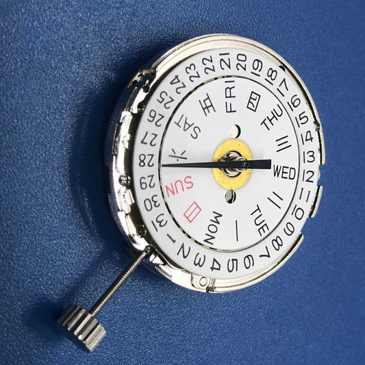 DG2813 automatic mechanical watch with day-date display, silver case by Tian Jing, elegant and precise.