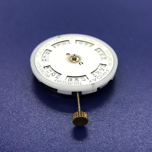 DG2813 automatic mechanical watch movement with day-date function, silver finish for replacements.
