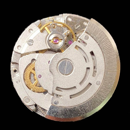 DG2813 automatic watch featuring silver dial and golden wheels, showcasing Mingzhu 2813 mechanical movement details.