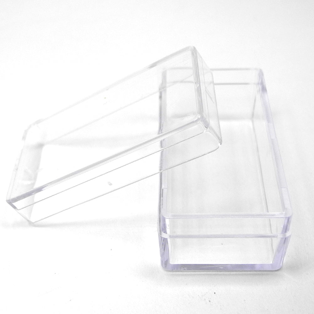 Bergeon 2975-2 transparent plastic box measuring 48x24x19mm for watch part storage.