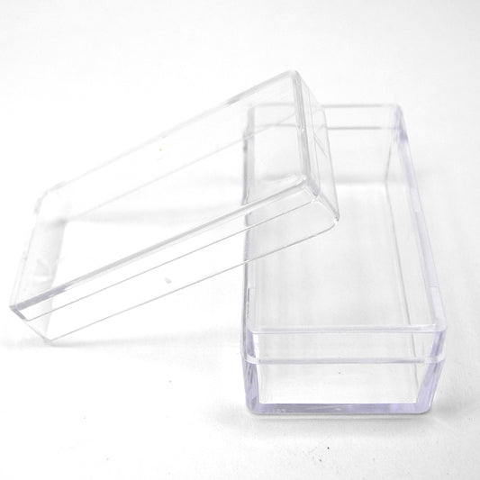 Bergeon 2975-2 transparent plastic box measuring 48x24x19mm for watch part storage.