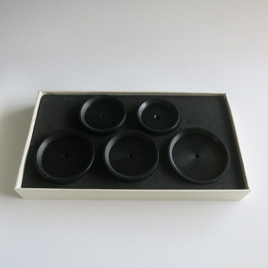 Black watch repair tool with non-scratch plastic back case presser die, fits 42mm-60mm watches.