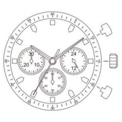 Miyota JS20 quartz watch repair part showcasing precision mechanism for accurate timekeeping.