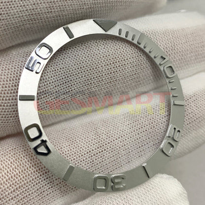 Insert de lunette de montre en acier convexe argenté 38 mm/30,8 mm, pièces de montre