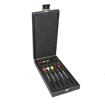 Bergeon 30081-A05 ergonomic watch screwdriver set with 5 precision tools for watch repair.