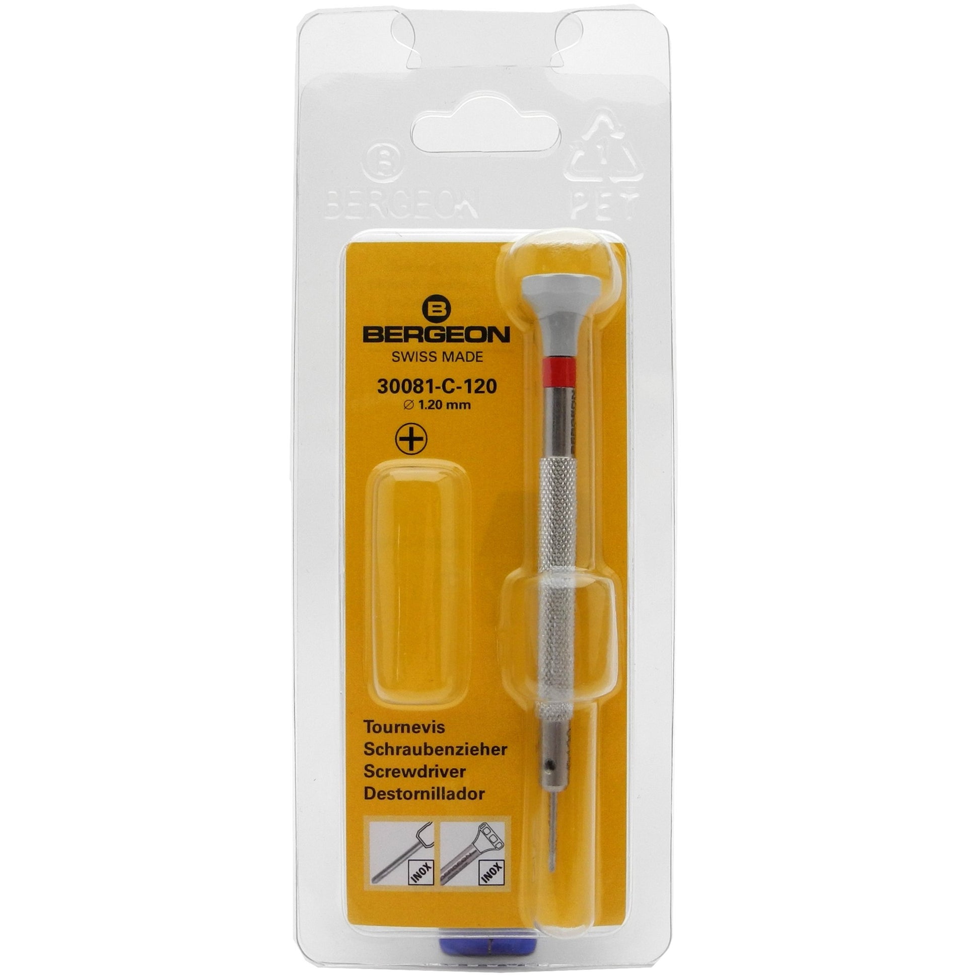 Bergeon 30081-C-120 ergonomic Phillips screwdriver �1.20mm for precise watch accessory repairs