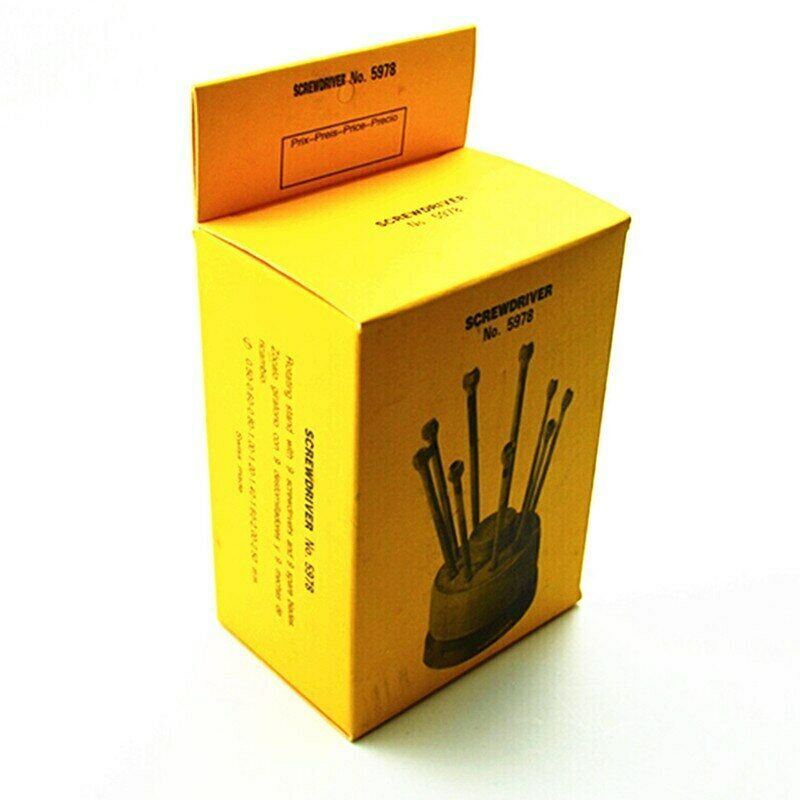Set of 9 flat blade screwdrivers (0.6mm-2.0mm), ideal for precise watch repair tasks.