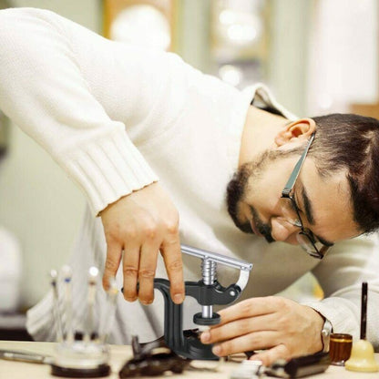 Complete Watch Back Case Press Kit with 17 tools for watch repair and battery replacement,.