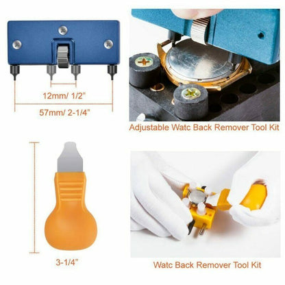 Watch Back Case Press Kit with 17pcs tools, ideal for watch repair and battery replacement.