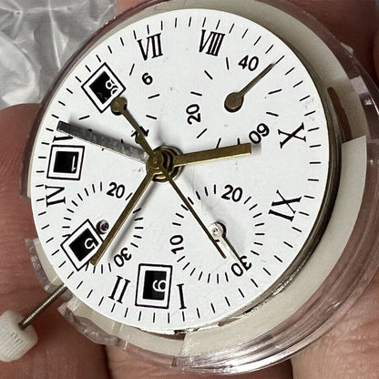 Black dial watch accessory with ETA 7750 chronograph and single calendar, perfect for precision timing.