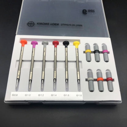 316 Stainless Steel Watchmakers 6-piece screwdriver set, ergonomic handles for precise watch accessory repairs.