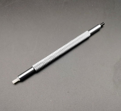 Set of 3 double-headed watch hand pressers by 7404 for precise fitting and repair of watch hands.
