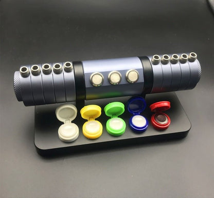 7011 watch repair tool set with screwdrivers and oiler on alloy stand for precise accessory maintenance.