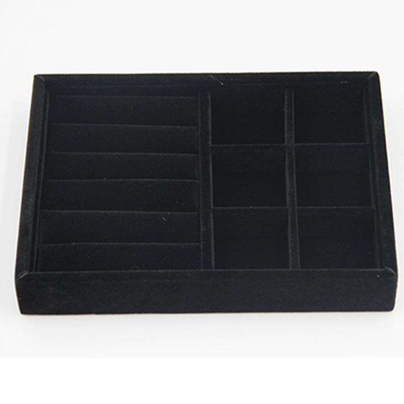 Gray velvet stackable jewelry organizer tray, perfect for organizing watch accessories and small items.