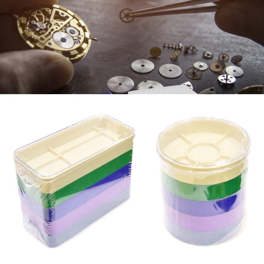 Stackable 5-layer watch parts storage box, perfect for organizing screws and movement components.