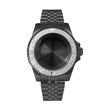 40mm sapphire glass watch case, durable, sleek, fits NH35/NH36 movement for watch repairs.
