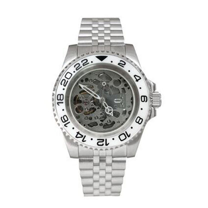 NH70 40mm stainless steel watch case with sapphire glass, hollow dial, and luminous hands by NH70.