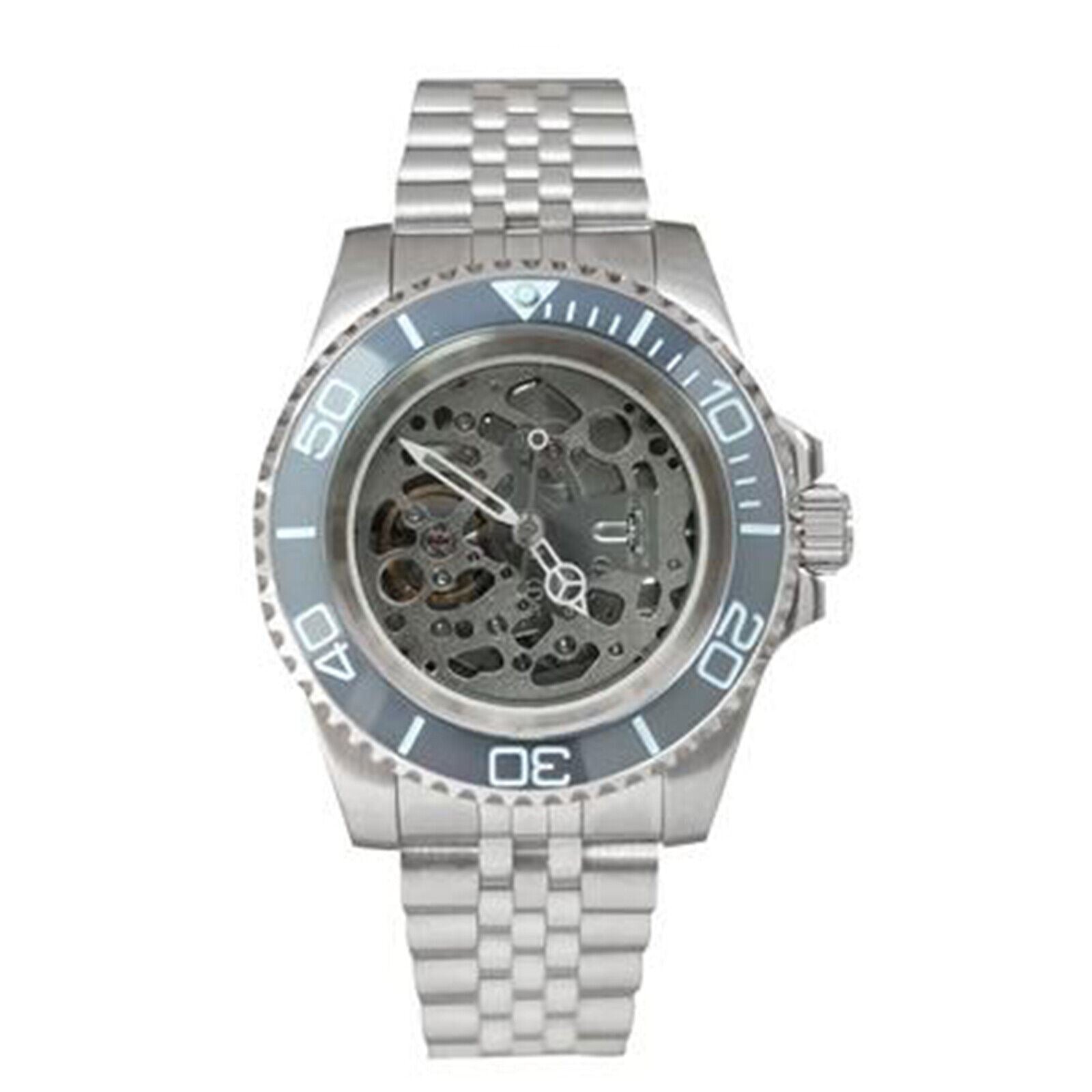 NH70 40mm stainless steel watch case, sapphire glass, hollow dial, luminous hands for night visibility