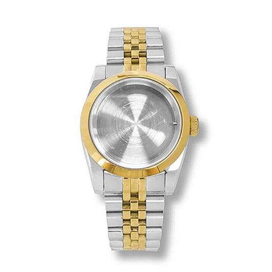 36mm stainless steel watch case with strap, compatible with NH35/NH36 movement models.