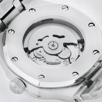 41mm men's stainless steel mechanical watch case with NH35 movement and sapphire glass durability.