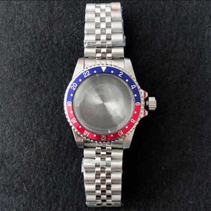39.5mm stainless steel watch case with strap band, NH35/NH36 compatible, durable design.