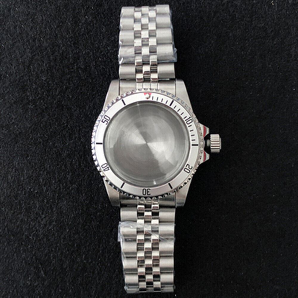 39.5mm stainless steel watch case with strap, compatible with NH35/NH36 movement.